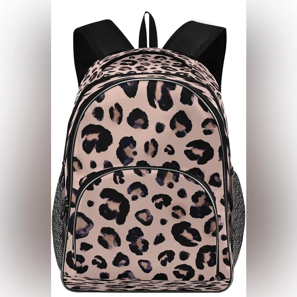 Pink leopard print backpack - Picture 1 of 6